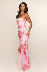 Stop The Show Strapless Maxi Dress Peach Petal